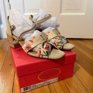 Vaneli Women's Sandals - Cream with Floral Accents